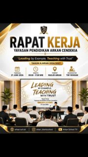 RAPAT KERJA ARKAN ISLAMIC SCHOOL

Bismillah.

Dengan semangat kebersamaan dan komitmen untuk terus memberikan pendidikan terbaik, Arkan Islamic School melaksanakan Rapat Kerja sebagai langkah menyusun program, strategi, dan target pendidikan yang lebih berkualitas.

Semoga setiap ikhtiar yang dilakukan menjadi bagian dari amal shalih dan menghadirkan generasi yang berilmu, berakhlak mulia, serta berpegang teguh kepada Al-Qur'an dan Sunnah.

#raker #arkan #sekolahislam #bekasi #arkanislamicschool