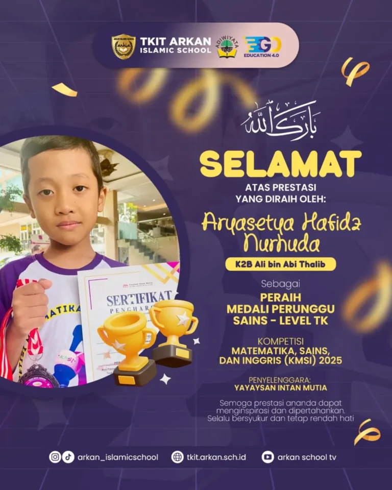 Peraih Medali Perunggu Level TK – Kompetisi Matematika, Sains, dan Inggris (KMSI) 2025